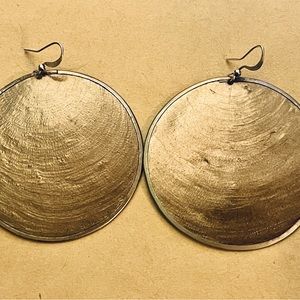 Capiz Shell Earrings by Culture Mix - Sandy Brown (Large)